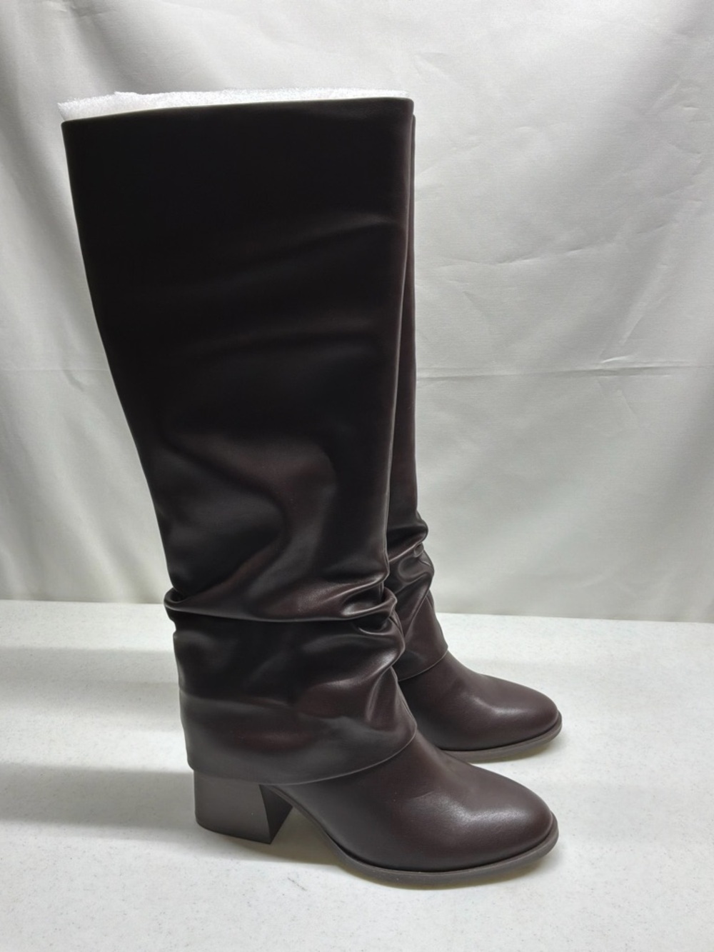 Baretraps Dia Women's Tall Brown Slouch Block Heel Boots Size 9M